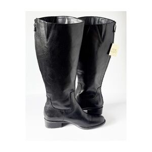 NWT Franco Sarto Tall Black Leather Boots round Toe Size 8.5 Wide Shaft
